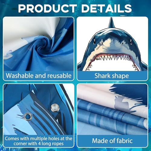 Shark Party Porch Banner Ocean Birthday Door Cover Decorations Backdrop