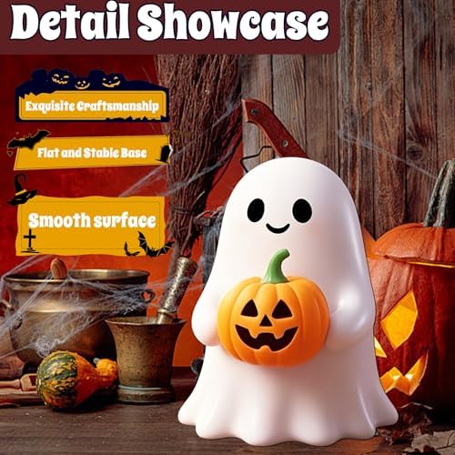 Halloween Ghost Figurine Funny Pumpkin Ghost Statue Ghost Decoration Holding for Gift Props Tabletop Home Decor Best Gifts for Anniversary Weddings