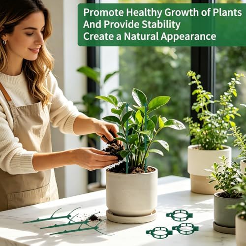 15 Pack Monstera Plant Support, Stackable Plant Supports for Indoor Plants, Pothos Plant Climber Pole, Adjustable Stakes for Indoor Plants Training & Vertical Growth Support Stakes