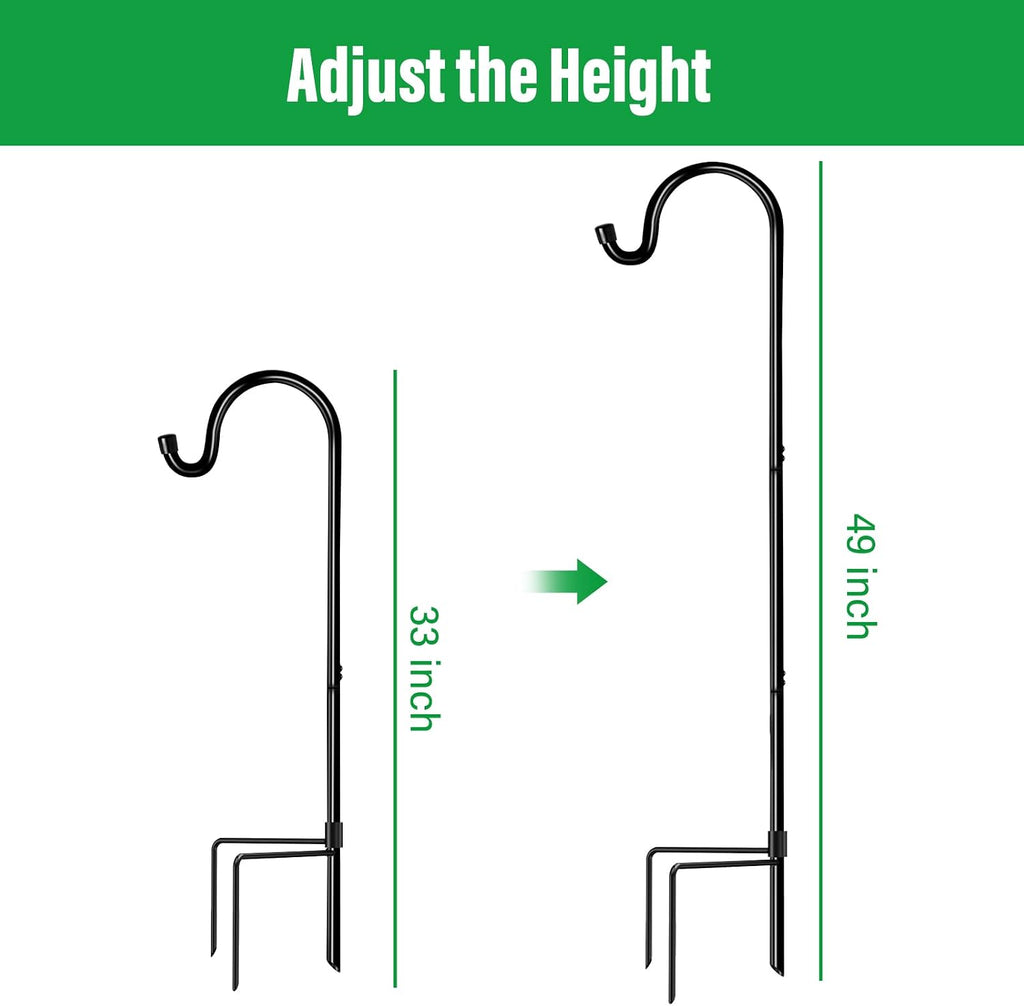 GOFORWILD 4 Pack 49 Inch Shepherd Hooks for Bird Feeder Outdoor | Made of Premium Metal for Garden Decor, Plant Hanger