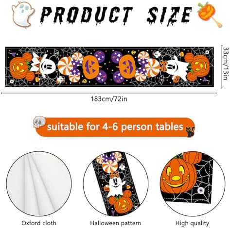 Mouse Halloween Decorations, Halloween Table Runner 72 Inches Long