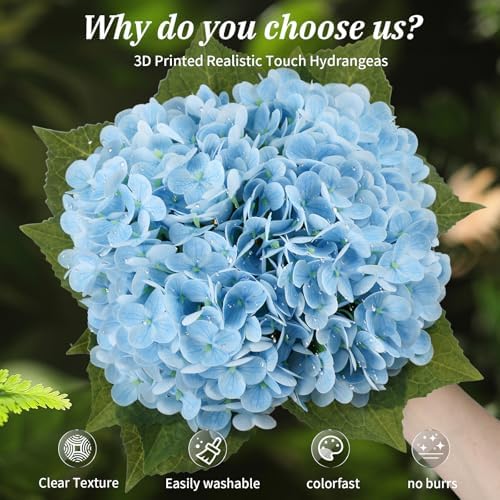 Leftover Hydrangea Artificial Flowers with Vase,Blue Real Touch Hydrangea Flowers with Butterfly,Faux Hydrangea Flowers for Floral Centerpieces for Tables,Home Decor,Wedding Decor,Coffee Table Decor