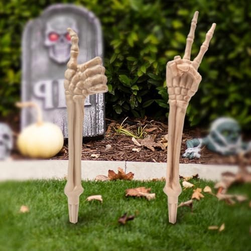 Halloween Skeleton Stakes Decorations, Creepy Hands Arms with Lawn Stakes, Realistic Skeleton Bones for Outdoor Party Yard Lawn Garden Graveyard Haunted House Decor