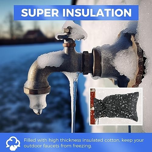 Outdoor Faucet Covers for Winter Freeze Protection, 2 Pack 6.7" x 9.5" Hose Bib Cover, Water Spigot Covers Winter Insulated, Pipe Wrap Insulation Cover Socks Outside Faucet Freeze Protector