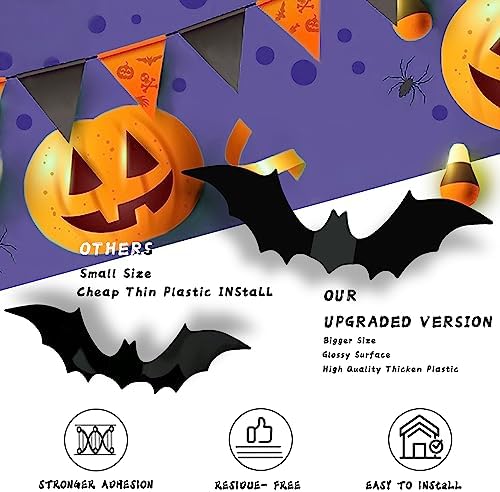 140Pcs 3D Bats Halloween Decorations Realistic PVC Wall Decor