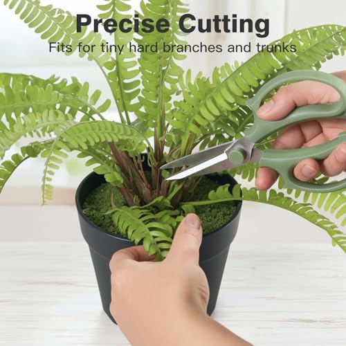 Housolution Flower Scissors, Steel Pointed Pruning Shears, Avocado Green