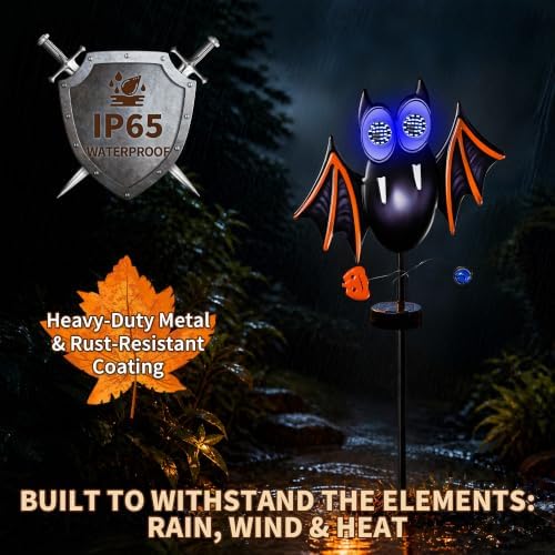 Solar Halloween Bat Garden Stake Light, Spooky Halloween Decorations