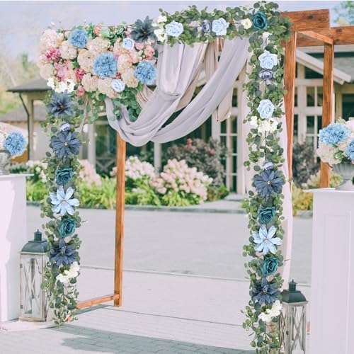 Waipfaru 2Pcs Eucalyptus Garland with Flowers, Flower Garland Decorations