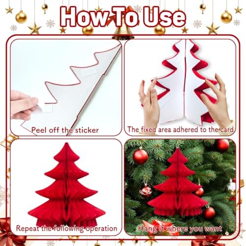 Christmas Paper Honeycomb Ornaments, 12 Pcs