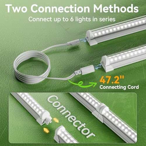 4FT Grow Lights for Indoor Plants,T8 5000K Full Spectrum Plant Light,540W(12 x 45W),LED Grow Light Strips whit Timer, Aluminum Reflector,Linkable,Plant Growing Lamp Fixture for Greenhouse Indoor 12pcs