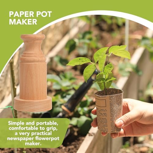 Newspaper Plant Pot Maker Wood Plant Seed Dibber Set Wooden DIY Newspaper Paper Pot Maker for Grow Your Own Seedlings Gardening Seedling Starter Pots Making Tool Paper Pot Press