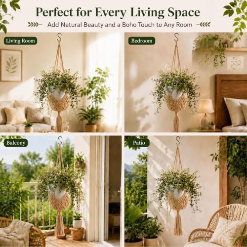Shappy 3 Pack Boho Macrame Plant Hanger for Indoor