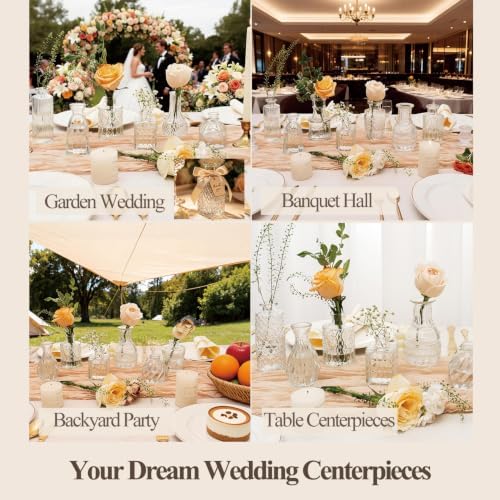 Clear Glass Bud Vase Set of 24 Pcs,Small Bud Vases in Bulk,Glass Crystal Flower Vases Table Centerpieces for Party Event Wedding Decor Baby Shower Decorations (Clear, 24 Pcs)