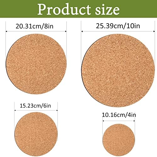 8 Pieces 4 Sizes Cork Plant Saucersplant Mats Round Coasters Pad for Plants House Garden Indoors Pots DIY Craft Project (4 Inches,6 Inches,8 Inches,10 Inches)