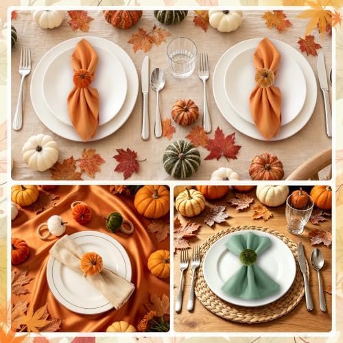 Fall Thanksgiving Pumpkin Napkin Rings Set of 12, Thanksgiving Table Decor