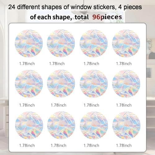 96 pcs of Circular Anti Bird Collision Window Stickers, Rainbow Stickers, Window Stickers, Bird and Window Protection Stickers, Glass Door Safety Stickers