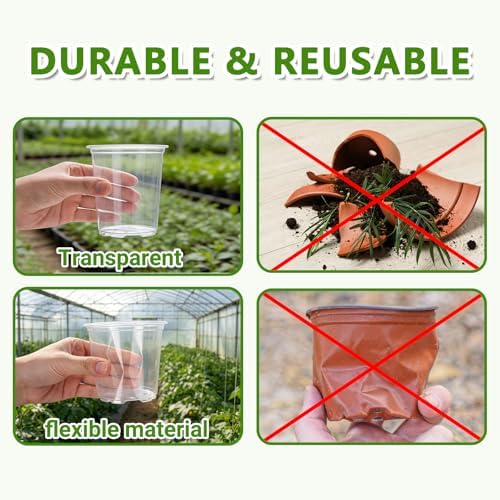 36 Pack Clear Nursery Pots with Saucers(3.5/4/5 Inch)