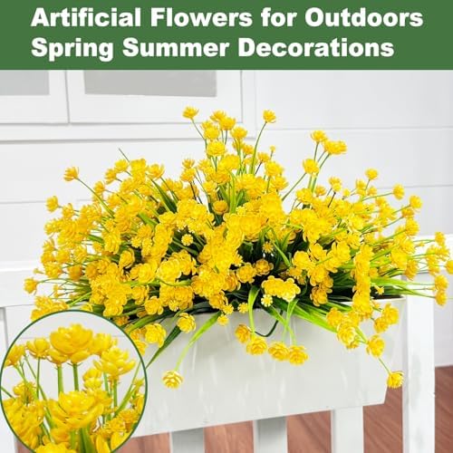 TURNMEON 12 Bundles Artificial Flowers for Outdoors Summer Decor