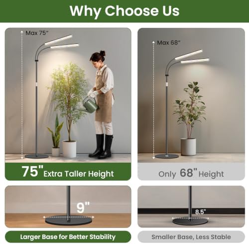 LBW Grow Lights for Indoor Plants, 75" Tall Full Spectrum Plant Grow Light