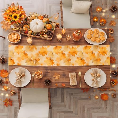 Fall Decor - Autumn Maple Leaf Table Runner for Thanksgiving Decorations