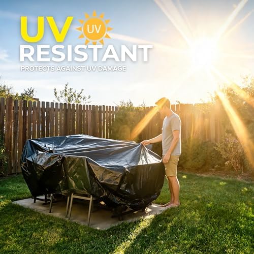 Plastic Sheeting (10' x 25') Long, 6 Mil (Black) - UV Protection Poly Sheeting Polyethylene Film, Heavy Duty Greenhouse Plastic Sheeting