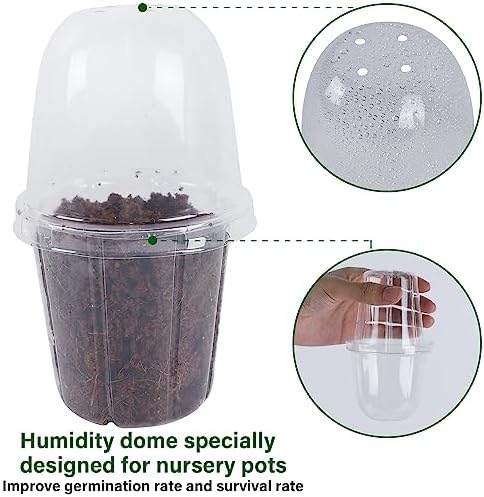 winemana 36 Set Nursery Pots with Humidity Dome, Clear Nursery Pots for Plants, Seed Starting Pots with Drainage Holes & Plant Labels for Vegetables Flowers Garden Plants