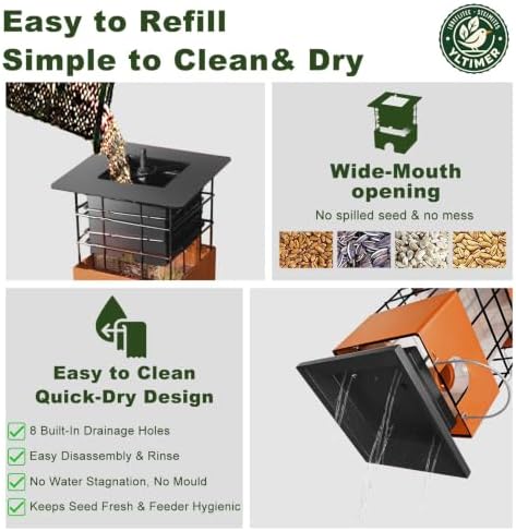 Squirrel Proof Metal Bird Feeder,3.5Lb,4 Ports,Weight Activated,Easy Refill