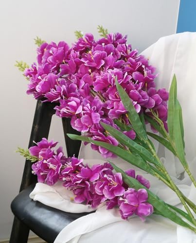 IPOPU 6PCS Delphinium Artificial Flowers 39" Realistic Faux Hyacinth Long Stem Delphinium Silk Flowers for Tall Vase Filling Wedding Centerpieces Home Decor (Purple)