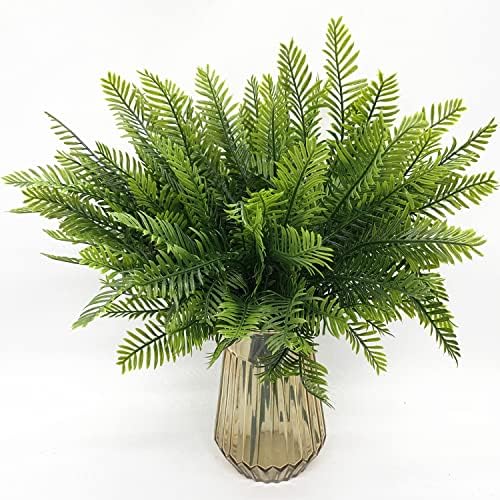 PASYOU Artificial Boston Fern Plants Decor, Fake Shrubs Greenery Leaves Plant Bamboo UV Resistant for Outdoors Indoor Hanging Planter Front Porch Garden Farmhouse Decoration 4 Pack