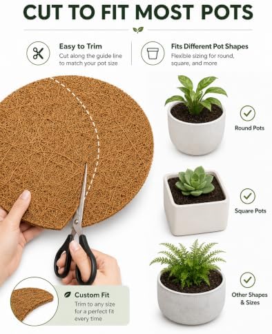 Coco Coir Drainage Mesh Pads for Flower Pots, 12 Pcs Pot Hole Covers(4inch,12pcs)