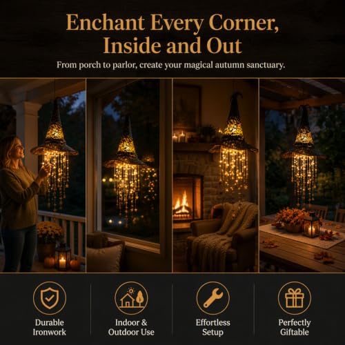 Halloween Witch Hat Hanging Decor Light