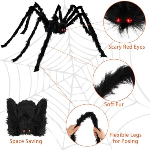 Halloween Decorations Outdoor Large Spider: 6 Pack Spiders Halloween Decor