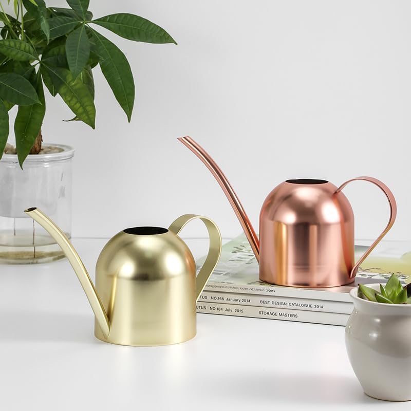 Gold Watering Can for Indoor Plants, 450ml/15oz Metal