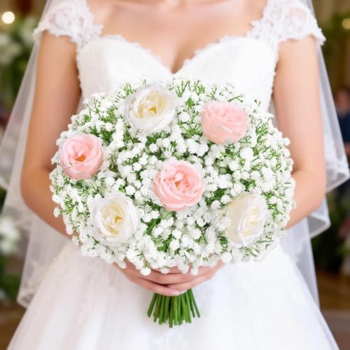 150Pcs Baby Breath Flowers Artificial Bulk, White Babys Breath Fake Flowers