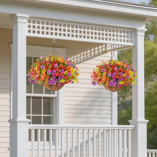 Artificial Fake Hanging Flowers Plants Basket for Outdoor Decoration
