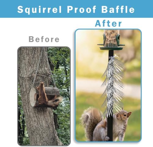Anti-Bird/Squirrel Spikes & Squirrel Proof Baffle for Bird Feeders Pole
