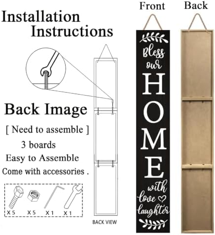 Welcome Sign for Front Door Porch, Bless Our Home Signs 47"