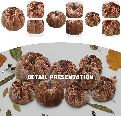 Woration 8pcs Velvet Champagne Pumpkins Artificial Home Party Decorative