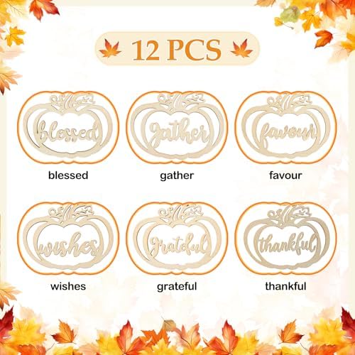 Fall Thanksgiving Pumpkin Napkin Rings Set of 12, Thanksgiving Table Decor