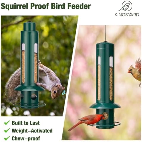 Kingsyard Squirrel Proof Hanging Bird Feeder for Outdoors
