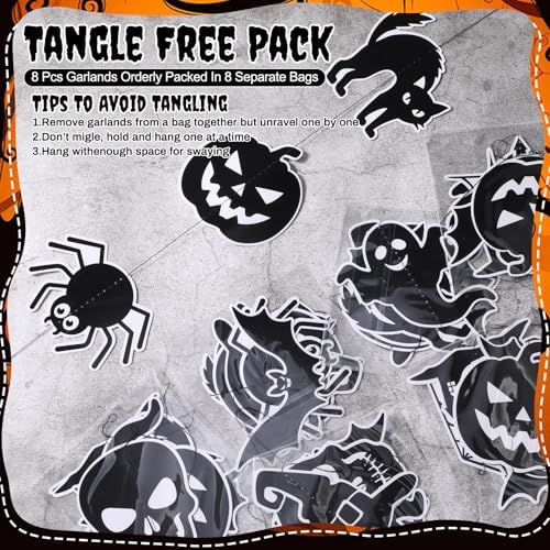 Xinnun 8 Pcs Halloween Hanging Garland Banner Decorations