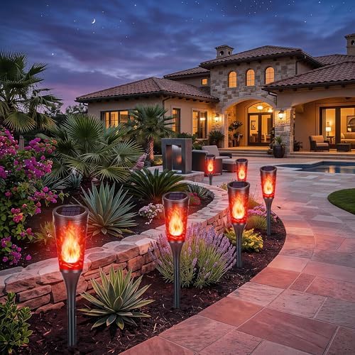Toodour Solar Halloween Lights Outdoor, 10 Pack Solar Torch Lights