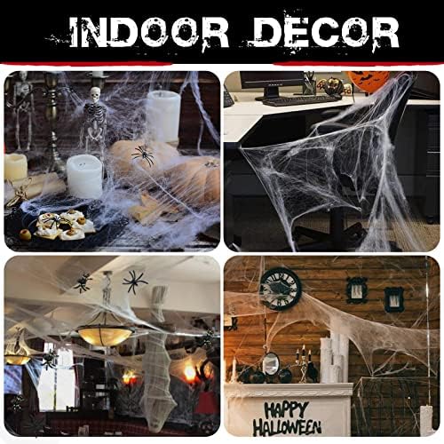 ZPISF 800 sqft Spider Webs Halloween Decorations with 30 Fake Spiders, Super Stretch Cobwebs for Halloween Indoor and Outdoor Decor