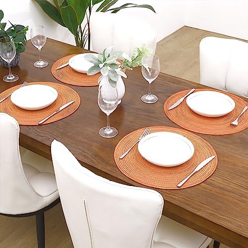 SHACOS Round Braided Placemats Set of 6 Fall Thanksgiving Place Mats
