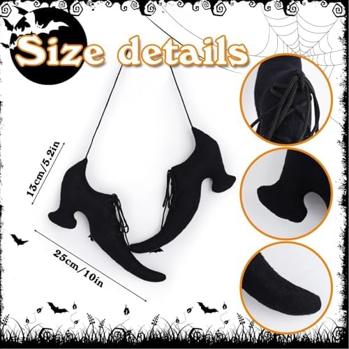 2 PCS 12 Inch Witches Boots Decor Hanging Halloween Witches Hat Decor