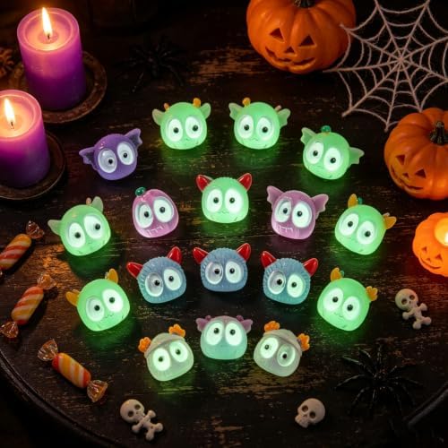 56 Pcs Halloween Luminous Mini Miniature Resin Ghost Figurines