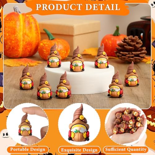 Beeveer 30 Pcs Fall Scarecrow Gnome Figurines, Mini Pumpkin Harvest Decor