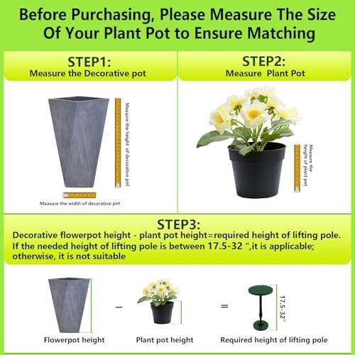 2 Pack Plant Risers for Inside Pots, 17.5-32" Rise Wooden Planter Inserts