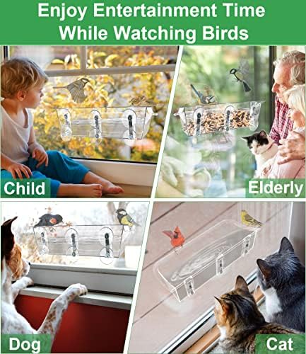 Clear Window Mounted Bird Feeder Bath, 2 Pack