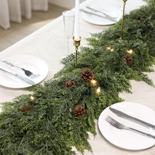 Lifelike Touch Artificial Cedar Garland for Christmas Decor(9FT,1 PCS)